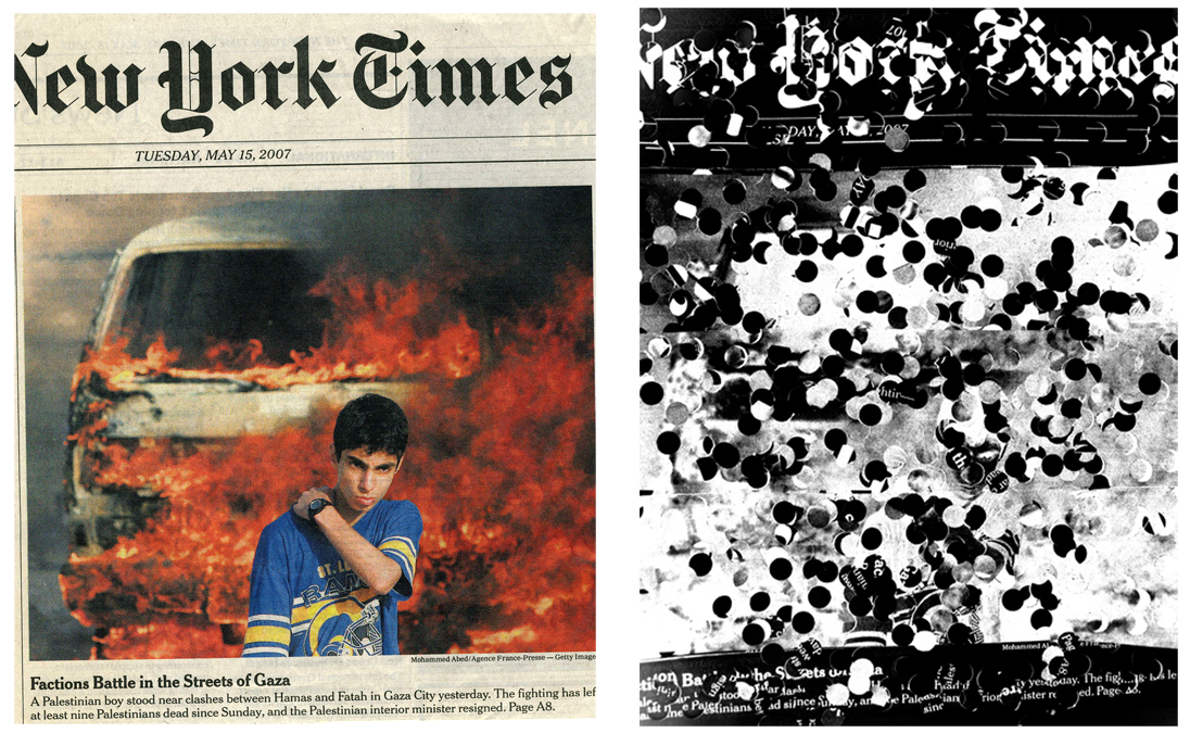 NY Times clipping & Gaza Deconstructed, photographic print